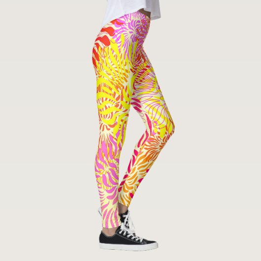 Heldere kleurrijke bloemenlente leggings (Rechts)