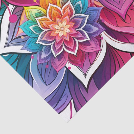 Heldere kleurrijke bloemenmandala tissuepapier (Detail)