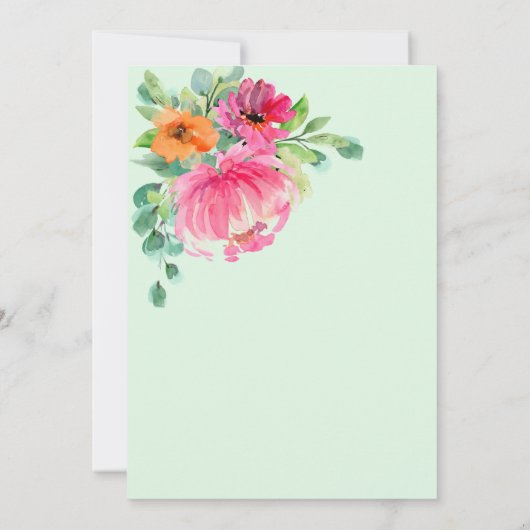 Heldere kleurrijke bloemenroze lente zomer bruilof kaart (Achterkant)