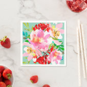 Heldere kleurrijke bloemenservetten servet (Insitu)