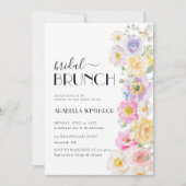 Heldere Kleurrijke Bloementuin Bruids Brunch Kaart (Voorkant)