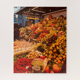 Heldere kleurrijke boerenmarkt Barcelona Legpuzzel