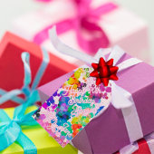 Heldere Kleurrijke Bokeh Groet Foto Verjaardag Cadeaulabel