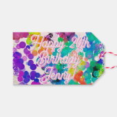 Heldere kleurrijke Bokeh typografie Verjaardag Fee Cadeaulabel (Voorkant (Horizontaal))