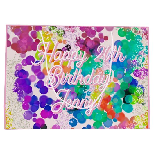 Heldere Kleurrijke Bokeh Verjaardag Feestelijke Fo Groot Cadeauzakje (Achterkant)