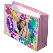 Heldere Kleurrijke Bokeh Verjaardag Feestelijke Fo Groot Cadeauzakje (Voorkant Gekanteld)