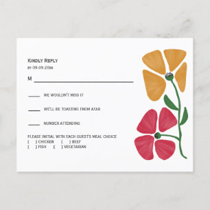 Heldere & Kleurrijke Bruiloft RSVP en Details Comb Briefkaart