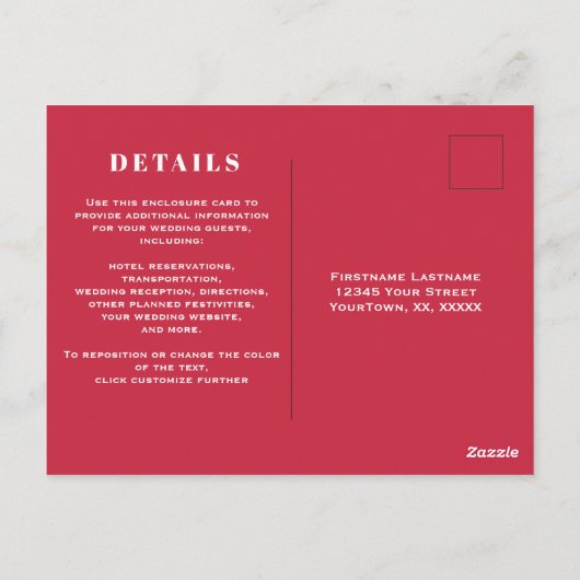 Heldere & Kleurrijke Bruiloft RSVP en Details Comb Briefkaart (Achterkant)