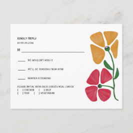 Heldere & Kleurrijke Bruiloft RSVP en Details Comb Briefkaart