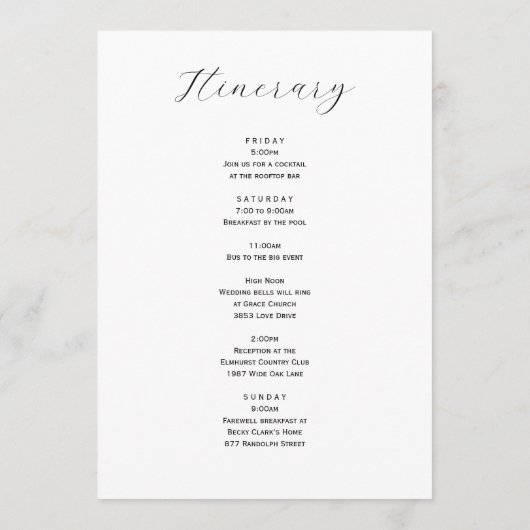 Heldere kleurrijke bruiloft welkomstbrief & route programmakaart (Achterkant)