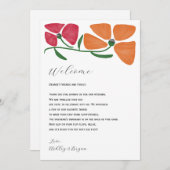 Heldere kleurrijke bruiloft welkomstbrief & route programmakaart (Voorkant / Achterkant)