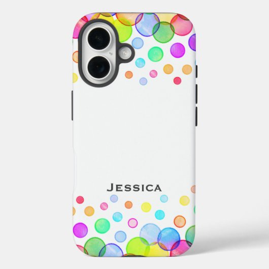 Heldere kleurrijke bubbels gepersonaliseerd wit Case-Mate iPhone case (Achterkant)