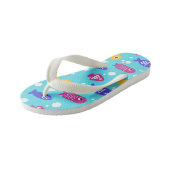 Heldere Kleurrijke Cartoon Vis Patroon Blauw Kinder Teenslippers (Schuin)
