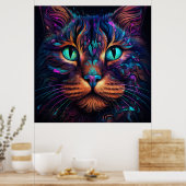 Heldere kleurrijke Cat Face Wall Poster Print (Keuken)