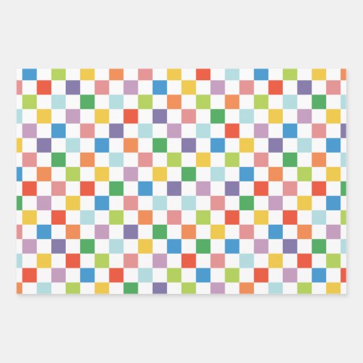 Heldere Kleurrijke Checkerboard Custom Verjaardag Inpakpapier Vel (Voorkant 3)