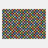 Heldere Kleurrijke Checkerboard Custom Verjaardag Inpakpapier Vel (Voorkant 2)