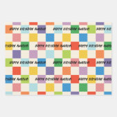 Heldere Kleurrijke Checkerboard Custom Verjaardag Inpakpapier Vel (Voorkant)