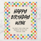 Heldere Kleurrijke Checkerboard Fun Custom Wijn Etiket (Enkel label)