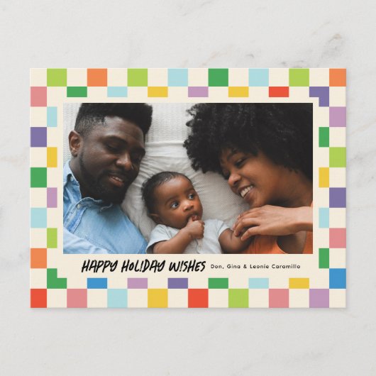 Heldere kleurrijke Checkerboard Holiday Briefkaart (Voorkant)