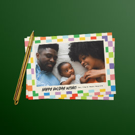 Heldere kleurrijke Checkerboard Holiday Briefkaart
