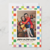 Heldere kleurrijke Checkerboard Photo Holiday Feestdagenkaart (Voorkant)