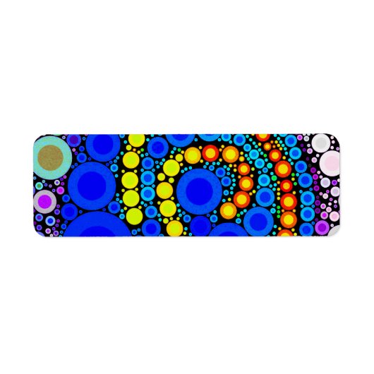 Heldere kleurrijke concentrische cirkels wervelen etiket (Voorkant)