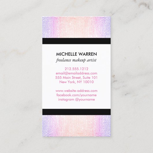 Heldere Kleurrijke Confetti Stippen Make-up Artist Visitekaartje (Achterkant)