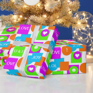Heldere, kleurrijke en Gepersonaliseerd geometrisc Cadeaupapier