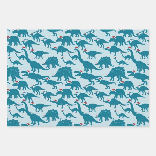 Heldere kleurrijke feestelijke dinosaurussen in Sa Inpakpapier Vel (Voorkant 2)