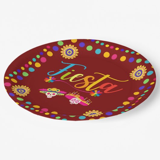 Heldere kleurrijke Fiesta Fun Papieren Bordje (Gekanteld)