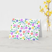 Heldere, kleurrijke Floral Swirly Verjaardag Kaart (Gele Bloem)