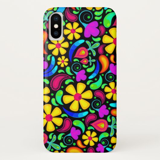 Heldere kleurrijke Flowers iPhone X Hoesje (Achterkant)