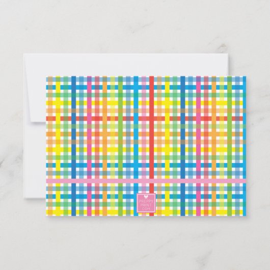 Heldere kleurrijke geplaid gepersonaliseerde dank bedankkaart (Achterkant)