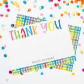 Heldere kleurrijke geplaid gepersonaliseerde dank bedankkaart