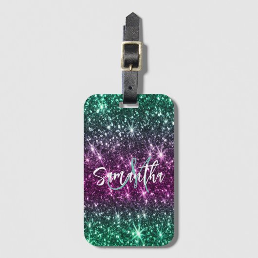 Heldere kleurrijke glitter bagagelabel (Voorkant (verticaal))