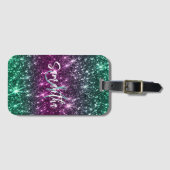 Heldere kleurrijke glitter bagagelabel (Voorkant (horizontaal))