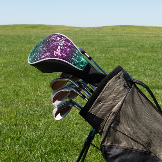Heldere kleurrijke glitter golfheadcover (Insitu)