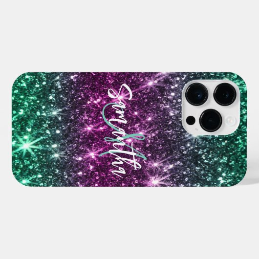 Heldere kleurrijke glitter iPhone hoesje (Achterkant horizontaal)