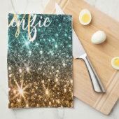 Heldere kleurrijke glitter theedoek (Quarter Fold)