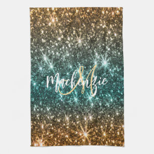 Heldere kleurrijke glitter theedoek