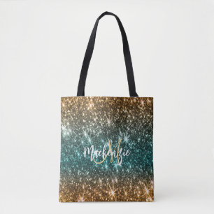 Heldere kleurrijke glitter tote bag