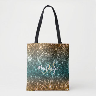 Heldere kleurrijke glitter tote bag