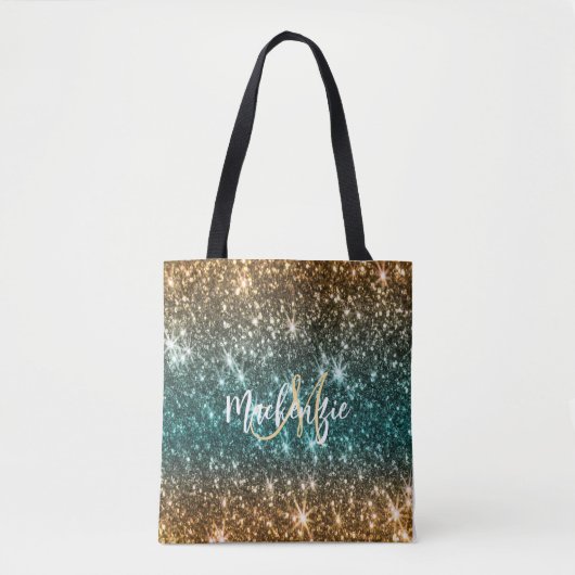 Heldere kleurrijke glitter tote bag (Voorkant)