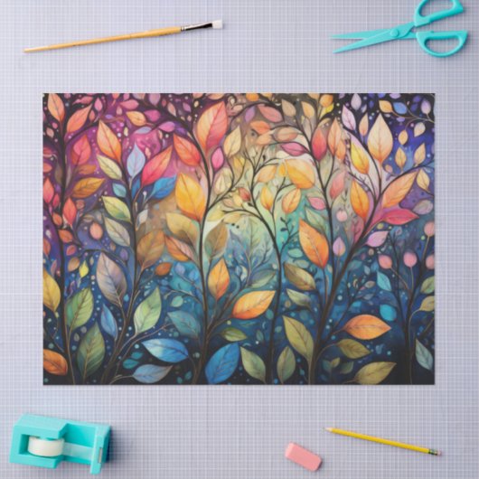 Heldere, kleurrijke grillige herfstbladeren Decoup Tissuepapier (Craft)