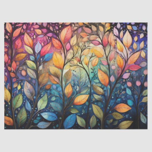 Heldere, kleurrijke grillige herfstbladeren Decoup Tissuepapier (Voorkant)