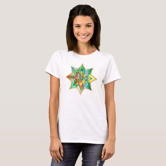 Heldere kleurrijke groene bloemen t-shirt (Voorkant volledig)