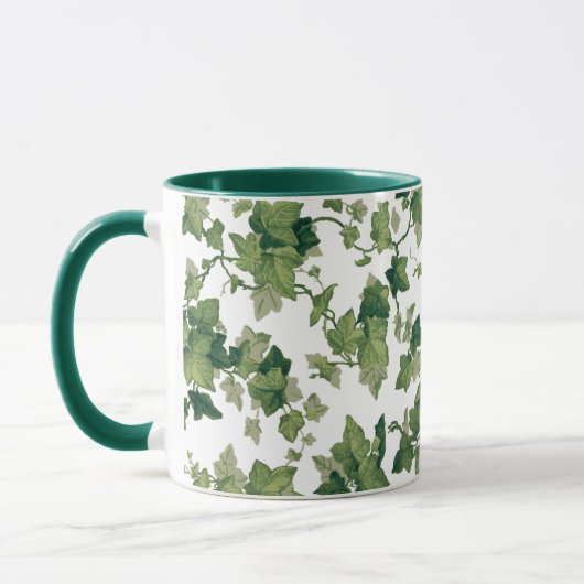 Heldere kleurrijke groene klimmende klimop mok (Links)