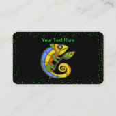 Heldere kleurrijke hagedis op tak groene puntrand visitekaartje (Achterkant)