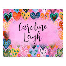 Heldere kleurrijke harten gepersonaliseerde kinder