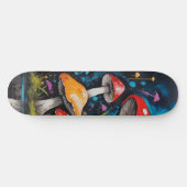 Heldere kleurrijke hippie paddenstoelen schimmels persoonlijk skateboard (Horizontaal)